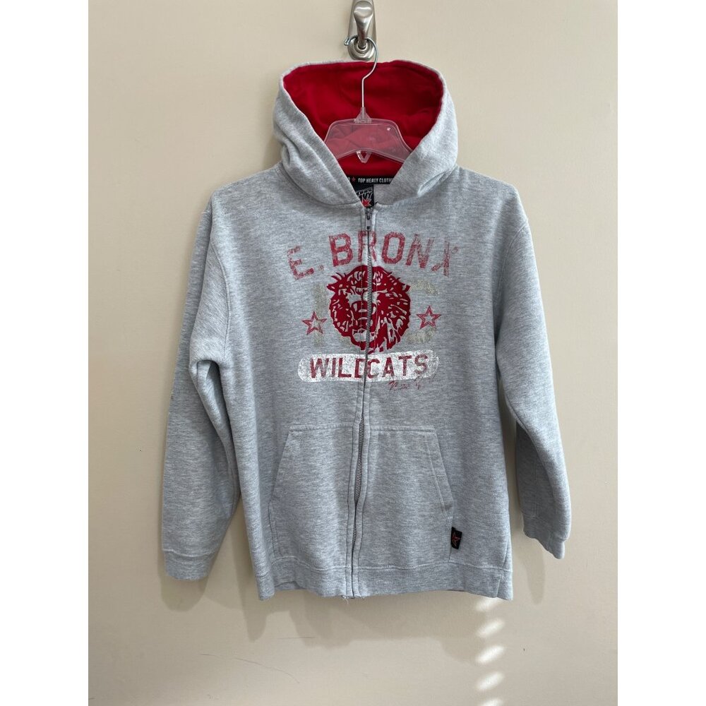 Top Heavy Hooded Jacket Youth XL Gray Full Zip E Bronx Wildcats Embroidered